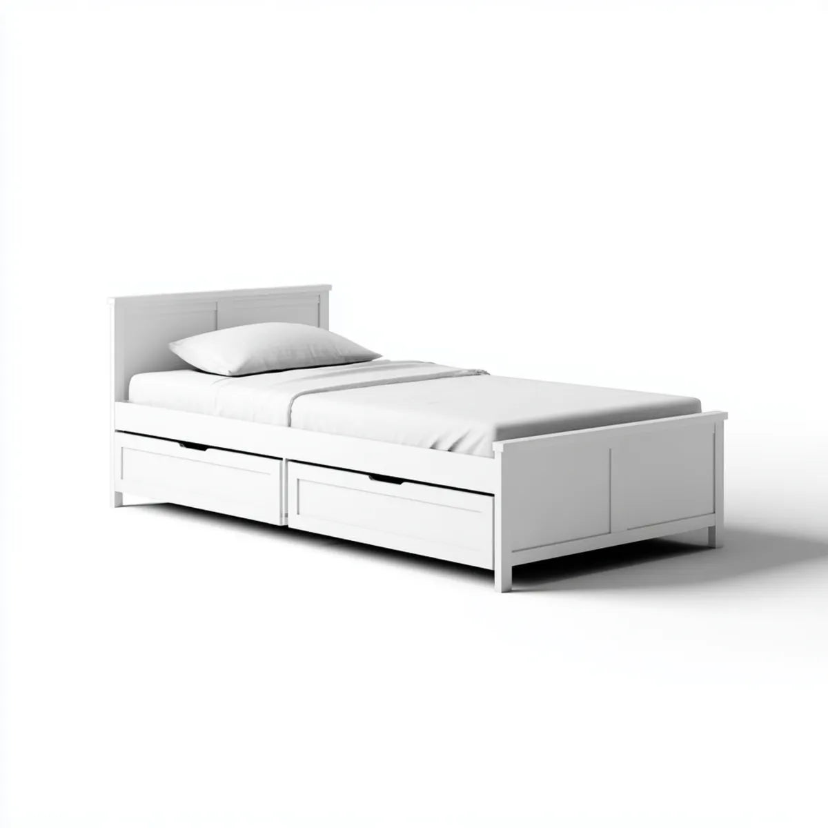 Stauraumbett Einzelbett Weiß 90 x 200 cm Kiefernholz Rechteckig mit 2 Schubladen