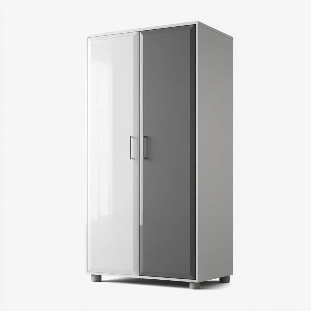 Kleiderschrank 2 Türen Weiß Anthrazit 80 x 52 x 180 cm Spanplatte Rechteckig