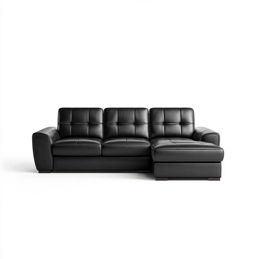 Ecksofa mit Recamiere Schwarz aus PU-Kunstleder L-Form 275 x 165 x 88 cm