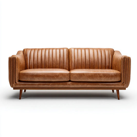 2-Sitzer-Sofa Cognac aus PU-Kunstleder rechteckig 200 x 85 x 82 cm