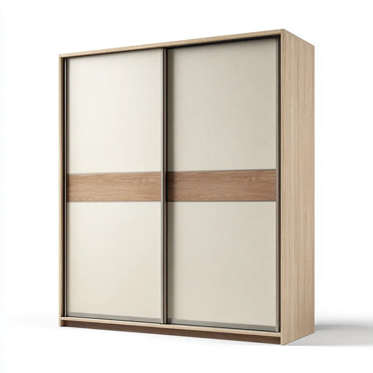 Schwebetürenschrank 120 x 200 x 60 cm Eiche Sonoma Beige Spanplatte rechteckig