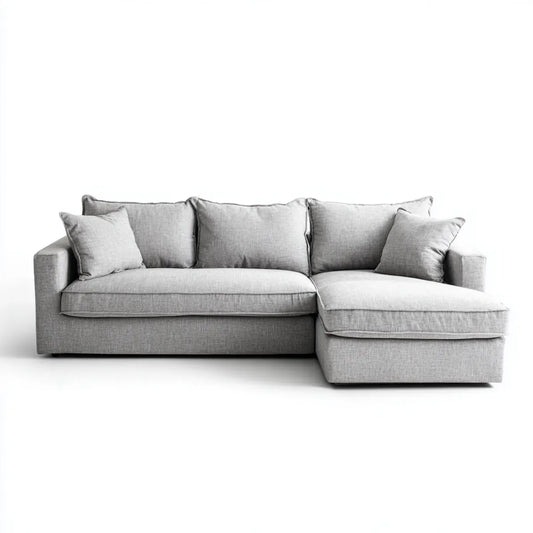 Ecksofa mit Recamiere Hellgrau 250 x 160 x 85 cm Polyester L-förmig