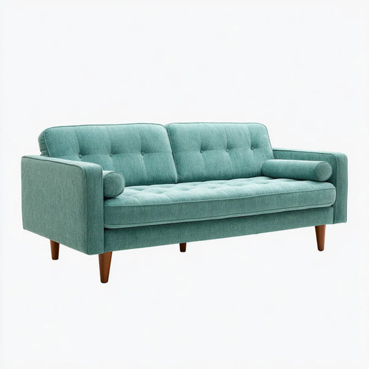 3-Sitzer Sofa Türkis 210 x 86 x 86 cm Polyesterbezug gerade Form