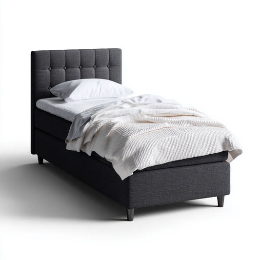 Polsterbett Einzelbett Anthrazit 90 x 200 cm mit Polyesterbezug rechteckig