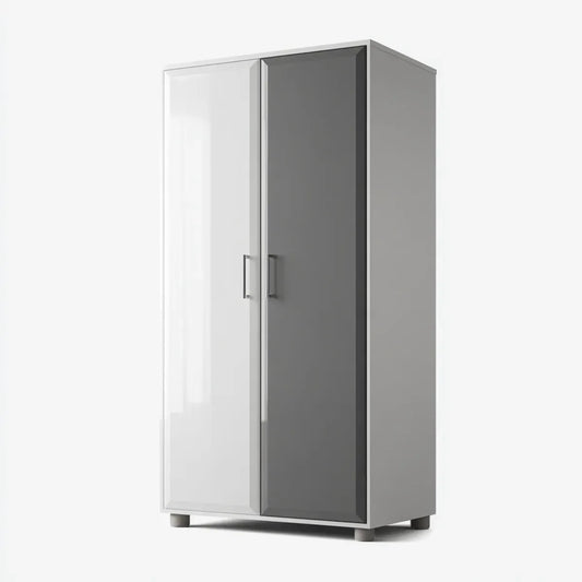 Kleiderschrank 2 Türen Weiß Anthrazit 80 x 52 x 180 cm Spanplatte Rechteckig