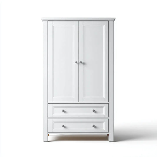 Kleiderschrank Weiß 100 x 55 x 190 cm MDF und Kiefernholz rechteckig mit 2 Türen und 2 Schubladen