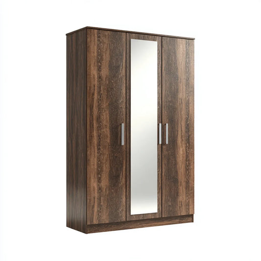 Drehtürenschrank mit Spiegel dunkelbraun 120 x 52 x 180 cm Spanplatte rechteckig