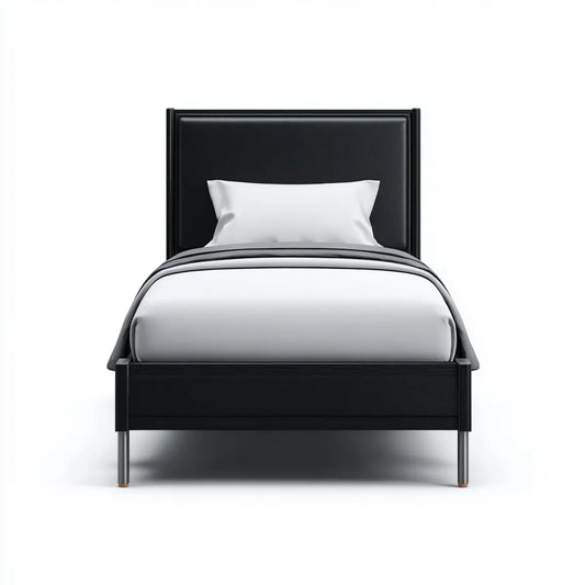 Einzelbett Schwarz 90 x 200 cm mit PU-Kunstlederbezug rechteckig