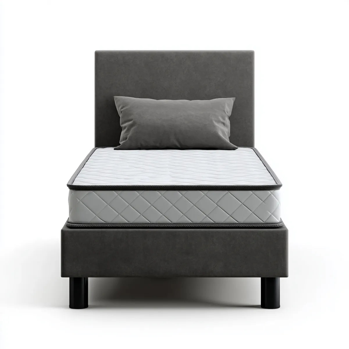 Einzelbett Polsterbett Dunkelgrau 90 x 200 cm mit Matratze Polyester rechteckig