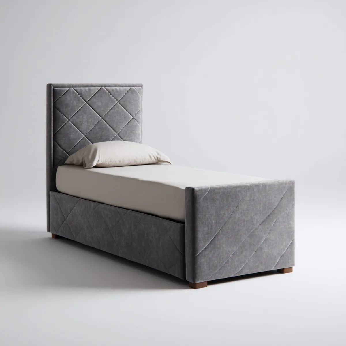 Polsterbett Einzelbett Grau 90 x 200 cm Polyester Rechteckig