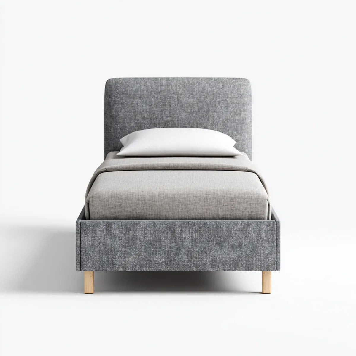 Einzelbett Polsterbett Grau 90 x 200 cm Polyester Rechteckig