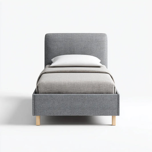 Einzelbett Polsterbett Grau 90 x 200 cm Polyester Rechteckig